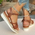 thumbnail image 5 of Dakaela Espadrille Wedge Sandals for Women 2025 Braided Ankle Strap Open Toe Platform Shoes Brown 6.5, 5 of 8