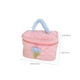 thumbnail image 3 of Bolsa de maquillaje de viaje de gran capacidad con correa de mano - Organizador cosmético de terciopelo suave para pintalabios, base de maquillaje y perfume, 3 of 7