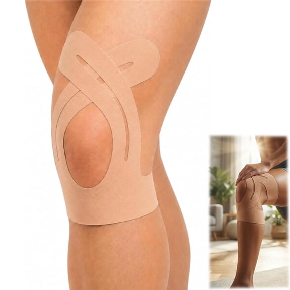 Apris Knee Support Pre‑Cut Kinesiology Athletic Tape, Latex‑Free Cotton Knee Tape for Running Training Hiking Daily Movement