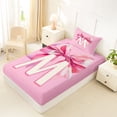 thumbnail image 4 of Erosebridal Cute Pink Bowknot Kids Twin Sheet Sets,Initial Alphabet M Bedding For Bowtie Girls 3-Piece, 4 of 6
