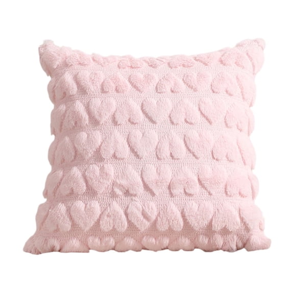 Valentines Day Soft Plush Love Heart Pillow Covers, 18 x 18 Inch Set of 1, Faux Fur Wool Decorative Anniversary Cushion Case for Sofa Home Decoration
