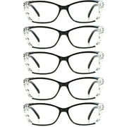 5 Pairs Reading Glasses, Blue Light Blocking Glasses, Computer Reading Glasses for Women and Men, Fashion Rectangle Eyewear Frame(5 Black, +2.25 Magnification)