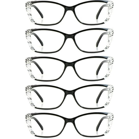5 Pairs Reading Glasses, Blue Light Blocking Glasses, Computer Reading Glasses for Women and Men, Fashion Rectangle Eyewear Frame(5 Black, +2.25 Magnification)