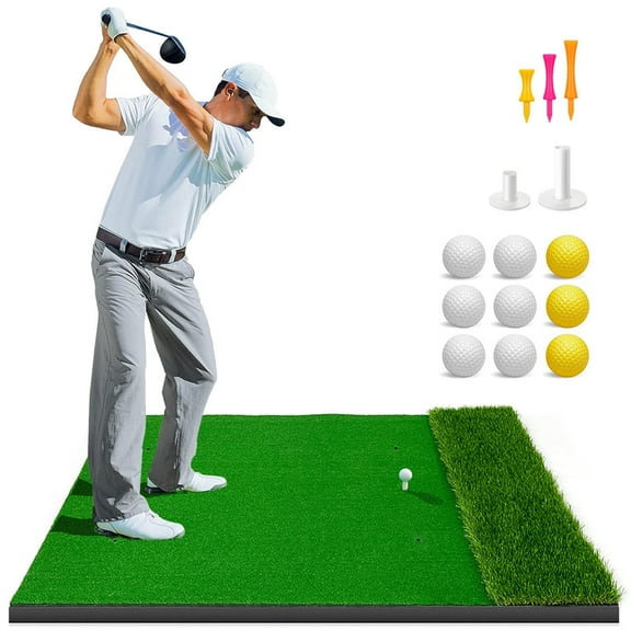 WFUN 5x4ft Hitting Thickened Artificial Turf Practice Golf Mat for Outdoor & Indoor, Gifts for Men/Golfers