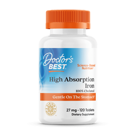 Doctor's Best Iron Tablets, 27mg ,120 Ct