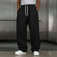 thumbnail image 4 of Yievot Mens Baggy Sweatpants Open Bottom Wide Leg Sweatpants Drawstring Elastic Waist Workout Gym Trousers with Pocket, 4 of 7