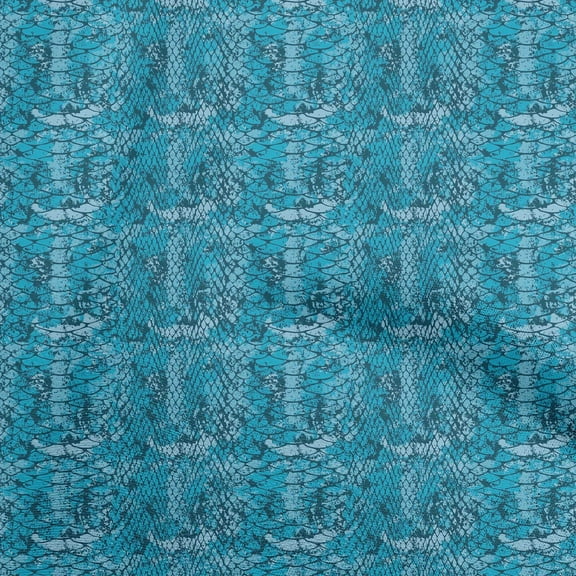 oneOone Polyester Spandex Teal Blue Fabric Animal Skin Diy Clothing Quilting Fabric Print Fabric By Yard 56 Inch Wide-FQ
