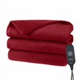 thumbnail image 1 of Sunbeam Heated Throw Fleece, Garnet, 1 of 2