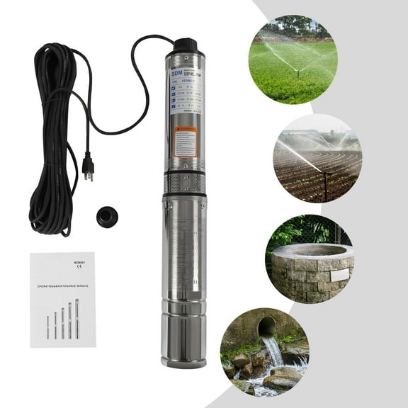 1/2HP 16GPM Submersible Pump,110V Stainless Steel 0.37KW,0.5HP Deep Well Pump