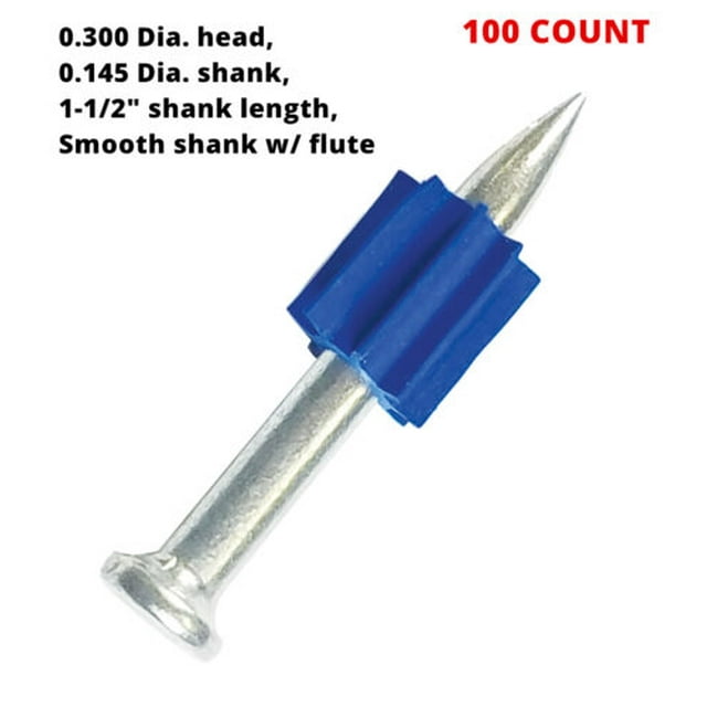 11/2" Drive Pins for Attaching Furring Strip to Concrete, PAT Steel