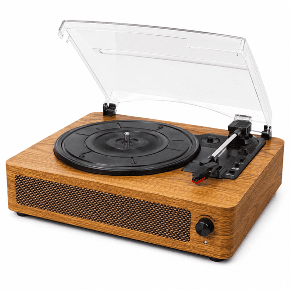 Vinyl Record Player Turntable with Built-in Bluetooth Receiver & 2 Stereo Speakers, 3 Speed 3 Size Portable Retro Record Player for Entertainment and Home Decoration