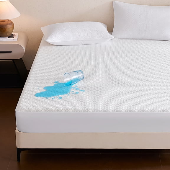 Sleep Zone Waterproof Mattress Protector Twin, OEKO-TEX Soft Breathable Mattress Cover, 4-Layer Protection with TPU Backing, Deep Pocket Up to 21", Machine Washable (White, Twin)