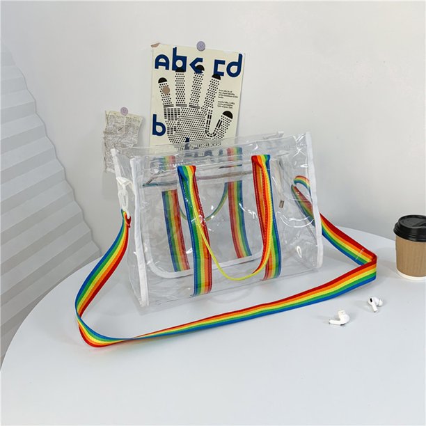 Bolso De Hombro Bolso de hombro transparente de PVC cruzados de gran capacidad para viajes (Blanco)
