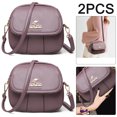 thumbnail image 1 of 2 piezas bolso madre mediana edad cuero pu con múltiples bolsillos retro informal a la bolso concha para mujer bolso hombro A-220 púrpura, 1 of 9