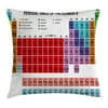 Periodic Table Throw Pillow Cushion Cover, Kids Children Educational Science Chemistry for School Students Teachers Art, Decorative Square Accent Pillow Case, 16 X 16 Inches, Multicolor, by Ambesonne
