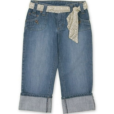Riders - Girl's Champagne Sash Multi-Rivet Capri
