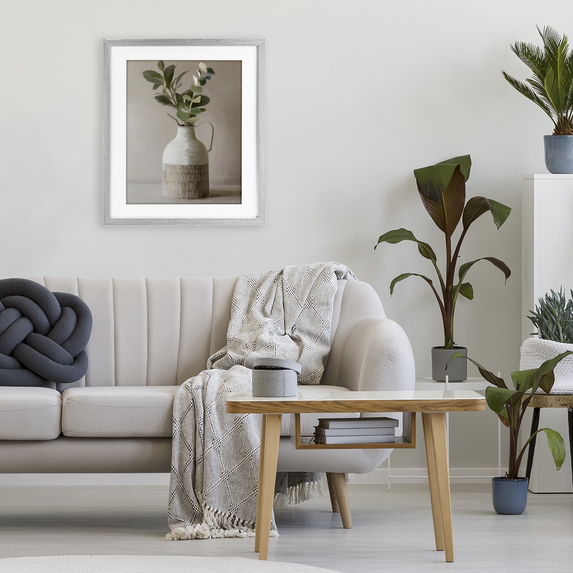 Stupell Industries Eucalyptus In Vase Gray Framed Print Under Glass, design by House Fenway