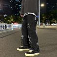 Hip Hop Low Rise Denim Pants Baggy Jeans Cargo Pants for Men and Women