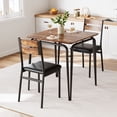 thumbnail image 1 of Brown 3-piece kitchen y dining room set para 2 con square wood top y cushioned sillas, ideal para para small space apartments, 1 of 10