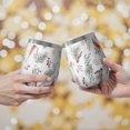 thumbnail image 2 of 12oz Stemless Wine Tumblers White Christmas Bird and Pine Pattern Vacuum Insulated Stainless Steel Travel Tumbler Cups Mug with Lid and Straw for Champaign,Cocktail,Beer with Cleaning Brush, 2 of 5