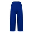 thumbnail image 4 of Bovemsi Summer Women's High Waist Wide Leg Yoga Pants - Loose Fit Workout Pants with Side Pockets, Blue, L, 4 of 5