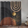 thumbnail image 2 of Abstract Mid Century Shower Curtain for Bathroom Decor 72Wx72H Inches Boho Neutral Men Arch Sun Leaves Minimalist Modern Geometric Simple Brown Gold Fabric Waterproof Polyester 12 Pack Hooks, 2 of 6