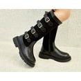 thumbnail image 7 of CAIXIA Girls Leather Lace Up Knee High Boots with Side Zipper Fashion Comfortable Round Toe Low Heel Combat Riding Boots Winter Tall Boots Little Kid/Big Kid,10.5-11 Years,X113-Black, 7 of 7