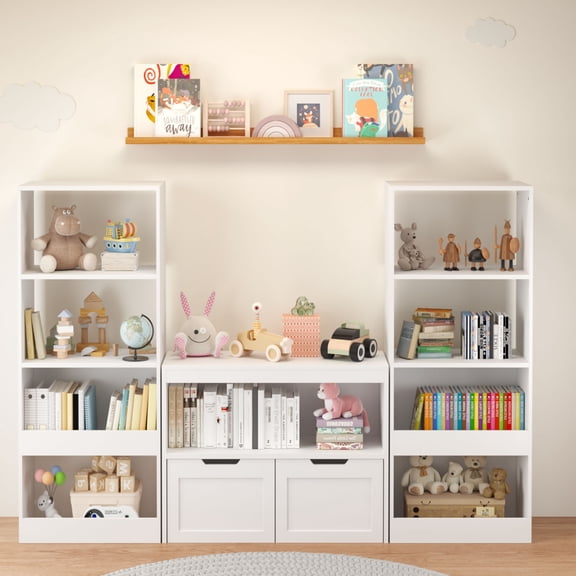 YIYADO Book Storage Box, Toy Storage Cabinet, Two Drawers, Open Shelves, MDF Board, Easy to Assemble