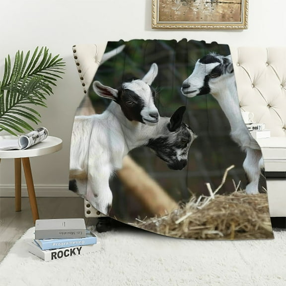 Autua Goats Playing Warm Lightweight Blanket Soft Fleece Blanket All Seasons Flannel Material Exquisite Gifts 40x50in
