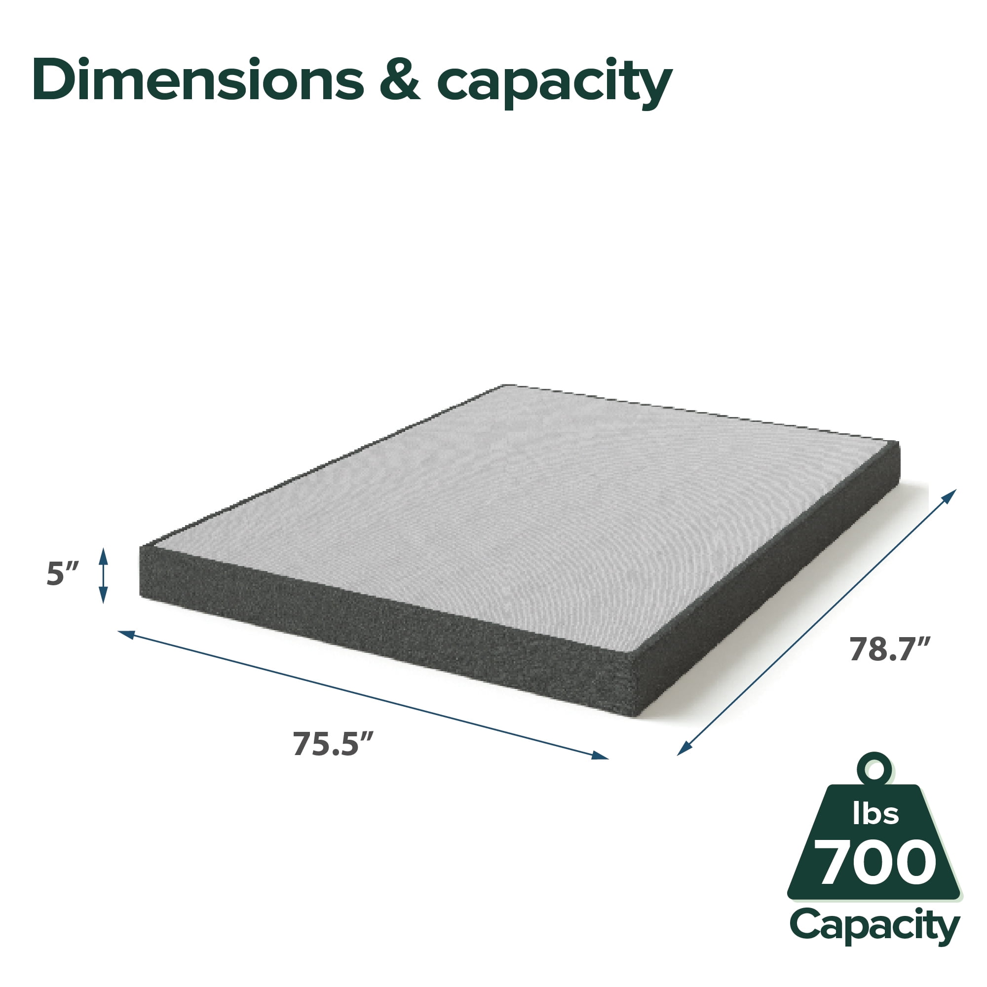 Zinus 5" WonderBox Smart Box Spring Quick Assembly Mattress Foundation, Queen