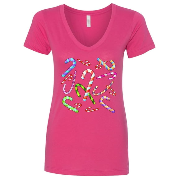 Inktastic Candy Cane Party Women's V-Neck T-Shirt
