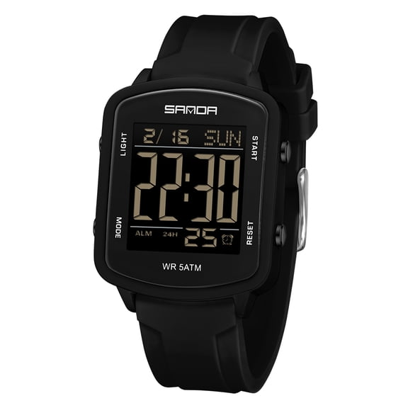 Digital Watches for Men Women Waterproof Unique Rectangle Watch Stopwatch Countdown Alarm Analog Silicone Strap Transparent Case