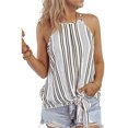 thumbnail image 2 of Camiseta sin mangas de verano con cuello Halter para mujer, informal, a rayas, sin mangas, con nudo frontal, ajuste holgado, 2 of 5
