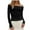 Black-women's tops, tees & blouses, variant on huaimei Blouses Women'S Solid-Colour Lace Bow Long-Sleeved Off-The-Shoulder Pullover Casual Fashionable Tops