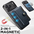 thumbnail image 5 of For iPhone 17 Pro 6.3" 2 in 1 Detachable Back Cover Wallet Case, With Card Holder Leather Pocket Slim Phone Case,Blue,For iPhone 17 Pro, 5 of 6