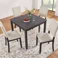 thumbnail image 2 of HSUNNS Dining Table Set for 4, 34.5" Square Wooden Kitchen Table Sets with Upholstered Seats Chairs, 5-Piece Dining Room Table Set for Small Space, Breakfast Nook, Black, 2 of 9