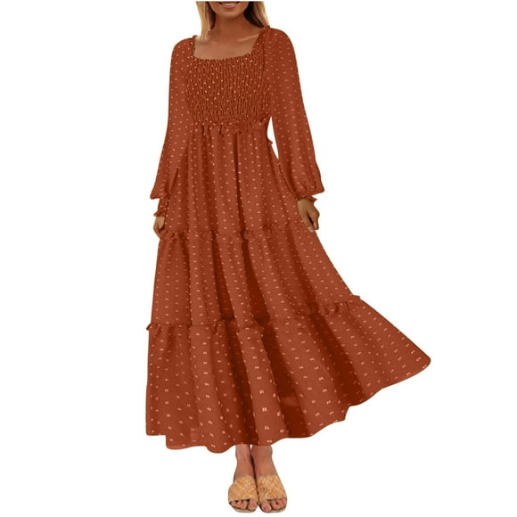 Gspmoly Women Dresses, Women'S Elegant Long Sleeved Pleated Layered Casual Dress Sundresses for Women Deals of The Day