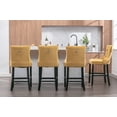 thumbnail image 6 of Velvet Counter Height Upholstered Barstools, Bar Stools Seat Height 27", Counter Height Armless Bar Chairs Button Tufted with Solid Wood Legs for Kitchen Island Bar Area (Set of 6), 6 of 9