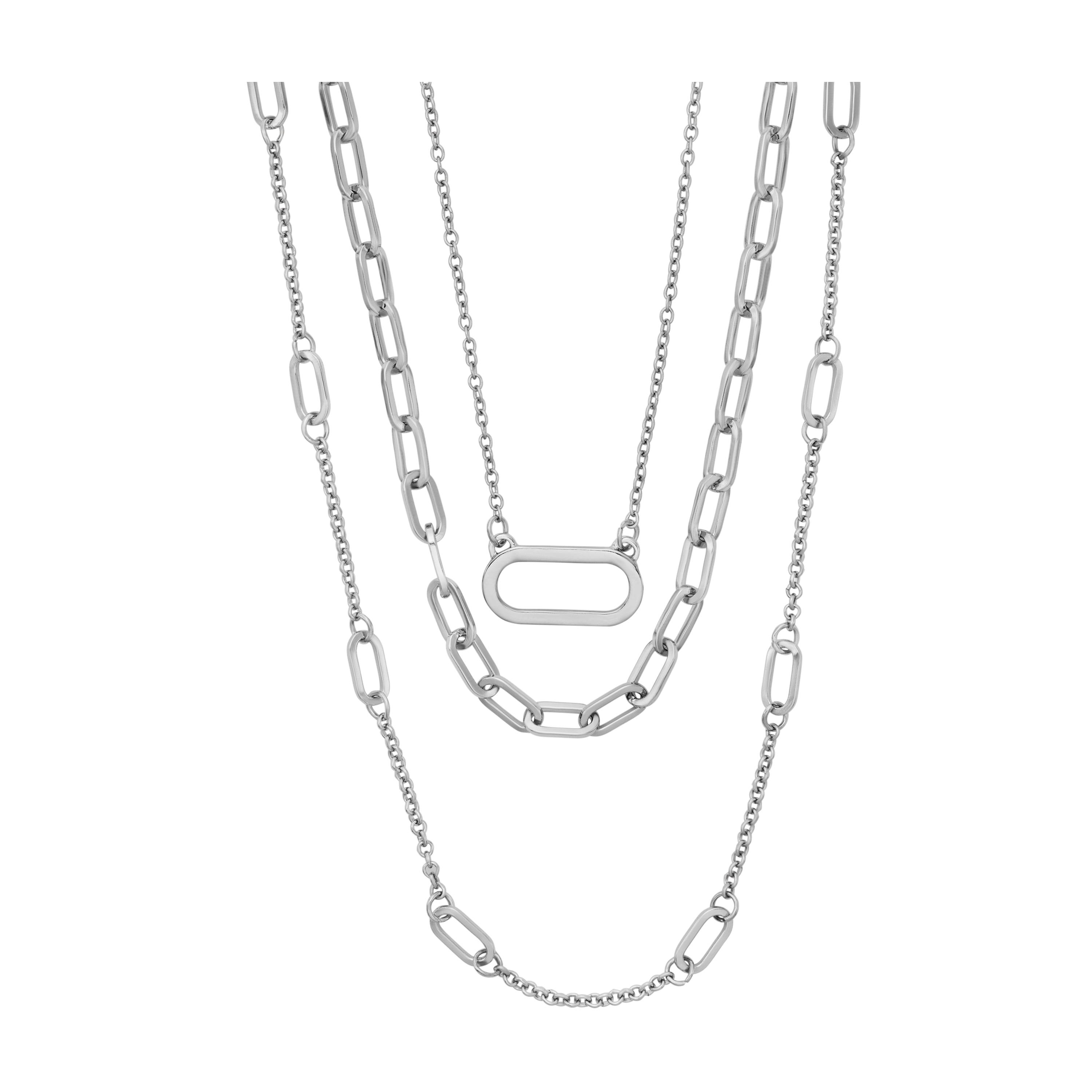 Folio Women's Gift Set; Silver Tone Bracelet Watch with Clear Stones on Case, Faux Mother of Pearl Dial and Silver Layered Chain (FMDAL1173)
