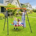 thumbnail image 2 of 45" Saucer Swing with Stand for Kids Outdoor, 440lbs Saucer Swing Set with Heavy-Duty Metal A-Frame and Adjustable Ropes, Round Swing Sets for Backyard, Playground and Park, 2 of 7
