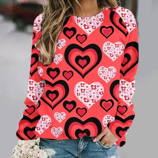 XZNGL Fashion Womens Print Round-Neck Pullover Tops Long Sleeve Comfortable  Blouse Sweatshirt 