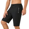 thumbnail image 2 of Besolor Mens Athletic Shorts Knee Length Lightweight Quick Dry Running Workout Drawstring Elastic Waist Shorts with Zipper Pockets(X-Small,Black), 2 of 6