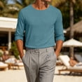 thumbnail image 4 of Guluxicc Men's Cotton Long Sleeve Shirts Breathable Crew Neck Pullover Classic Fit T Shirts Summer Casual Outfits, 4 of 7
