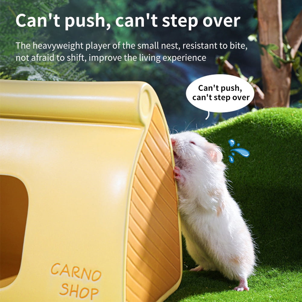 Shop-Shaped Ceramic Hamster Hideout, Summer Cooling Products, Small Pet Habitat Decor for Gerbils, Mice and Hamster
