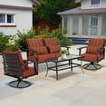 thumbnail image 2 of Aoodor 22" x 24" Patio Chair Cushions Set, Memory Foam Outdoor Deep Seat Cushions (1 Seat, 1 Back, 1 Lumbar Pillow) - Wine Red Stripe, 2 of 8