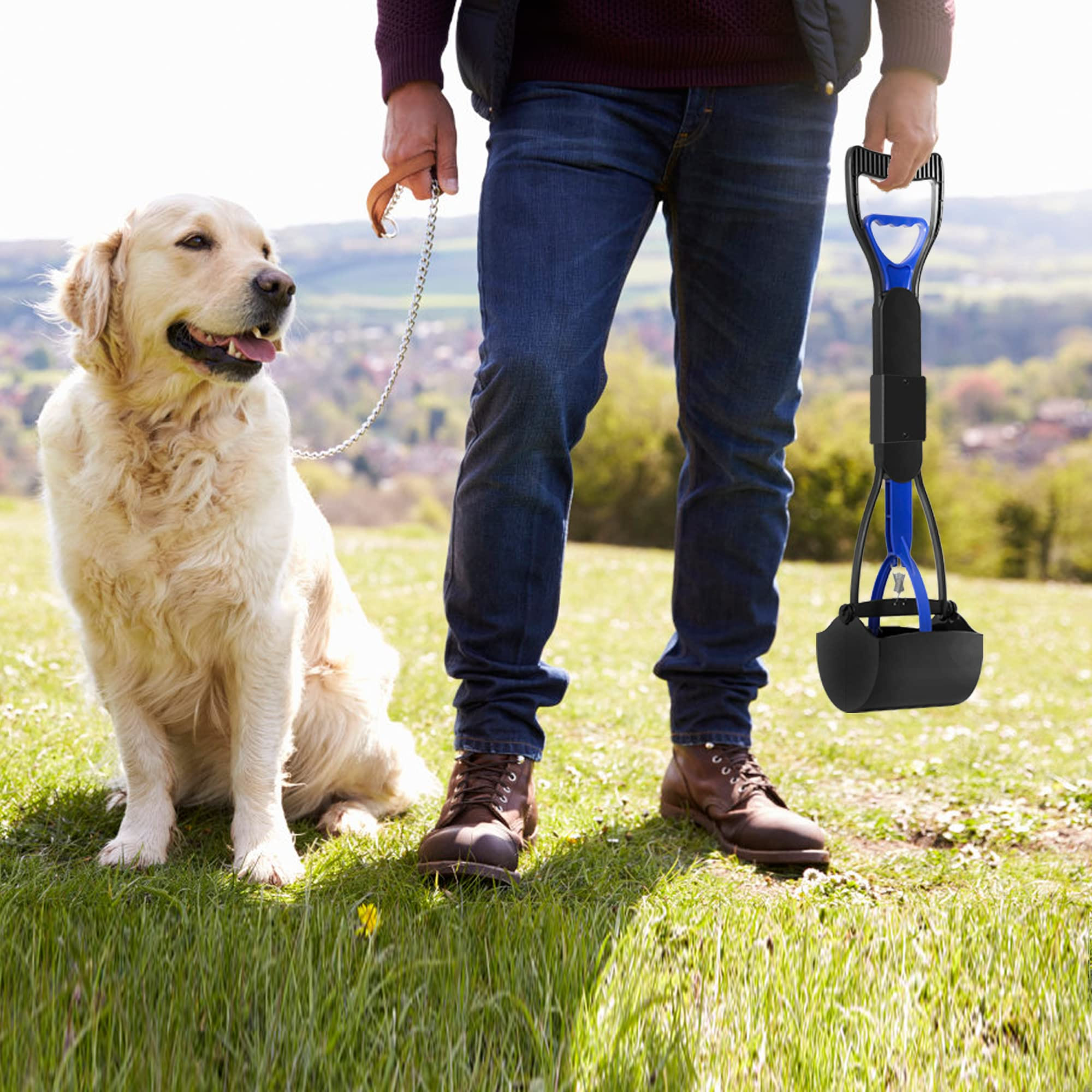 TIMINGILA 33" Long Handle Pet Pooper Scooper - Heavy Duty Dog Waste Picker Upper For Lawns, Grass, Dirt & Gravel | For Large & Small Dogs (Green)
