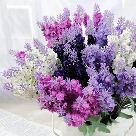 Chocolate Lavender Bouquet Super Simulate Lavender Bouquet Artificial Flower Home Wedding Decoration Photo Props (10 Lavenders per Bouquet) Color:Light purple ()