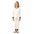 thumbnail image 6 of TIREOW Kids Underwear 2 Piece Set Contrast Trim Long Sleeve Crewneck Top and Long Pants Boys and Girls Sleepwear Loungewear Set, 6 of 7