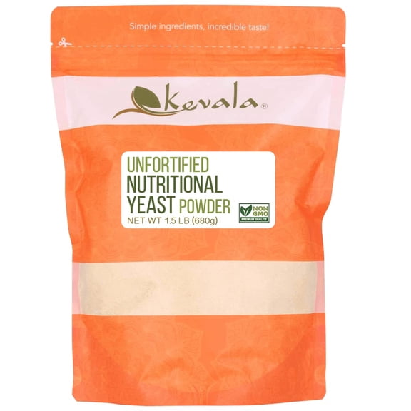 Kevala Unfortified Nutritional Yeast Powder - AD01 Snacks and Popcorn Seasoning, Vegan Parmesan Cheese Substitute, Baking Bread, 1.5 lb