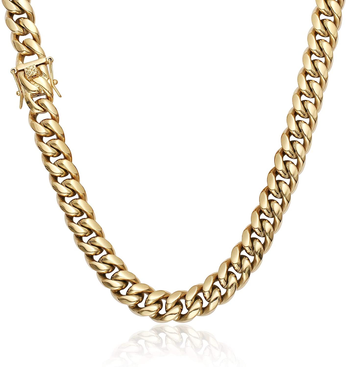 5AAA+ CZ Ice Out Hop Hip Cuban Link Chain Necklace Real Gold